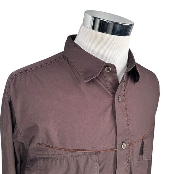 Marithé et François Girbaud Shirt Men’s 2XL XXL Brown Long Sleeve Button Up - Picture 2 of 10